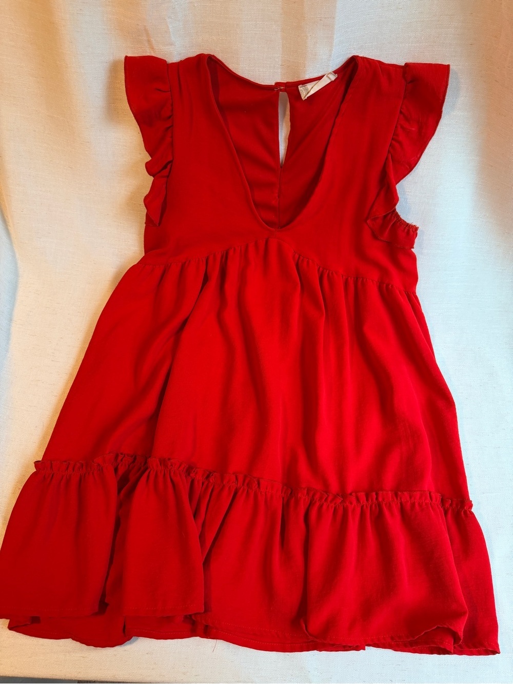 Altar’d State Red Ruffle V Neck Mini Dress XS